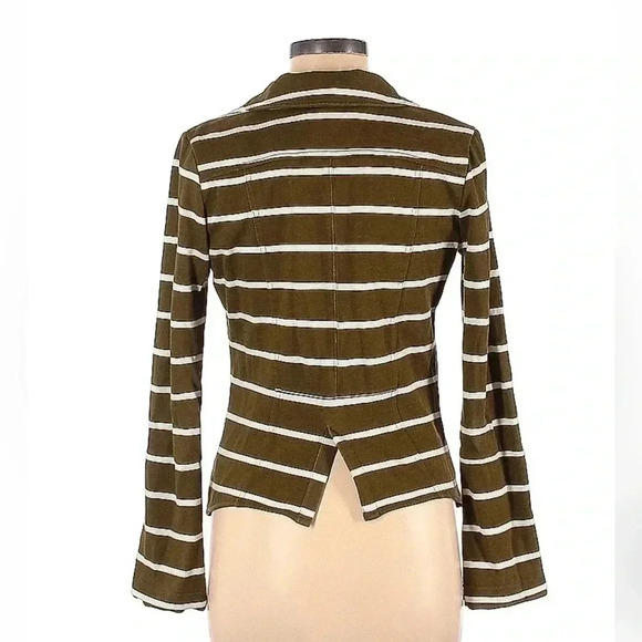 Hurley | Retro Olive Green Brown Striped Button Up Blazer Size Small S - Picture 2 of 6